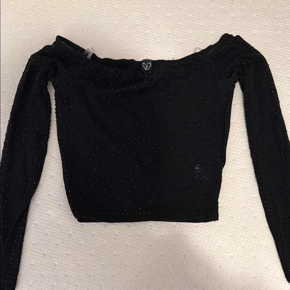 Mesh Black Off-Shoulder Top